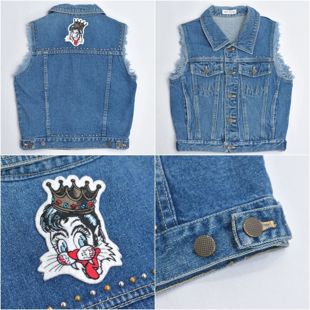 80s～ Vintage スタッズ&パッチ カスタム カットオフ デザイン デニム