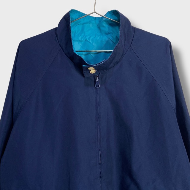 90s ランズエンド リバーシブルスウィングトップ 紺 ターコイズカラー XL