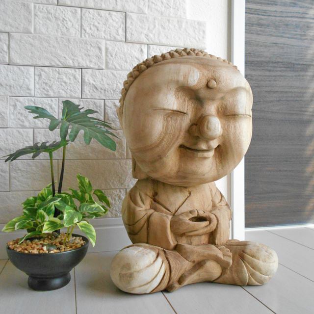 ベビーフェイス 一刀彫 仏陀座像 29ｃｍ 仏像 仏陀 ブッダ オブジェ