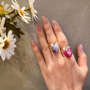 ハートとクリアビーズのリング