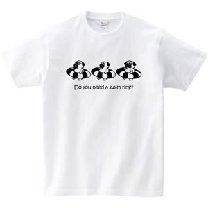 三つ子のパグ 海水浴 Tシャツ dog86 海 夏休み 犬 ブヒ ゆるい 手描きイラスト パグ 犬好き 犬服
