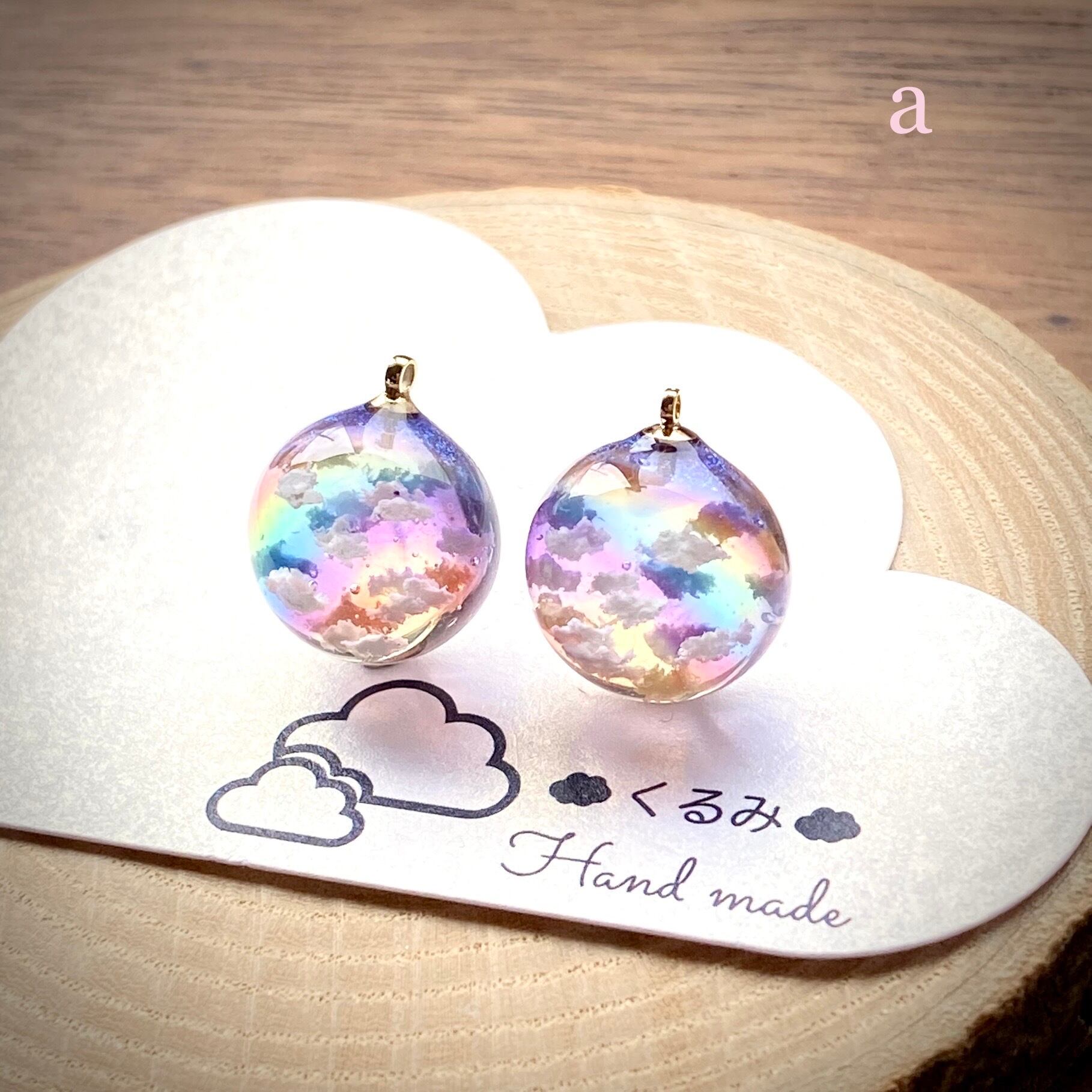 レジンピアス イヤリング 虹の空 半球 14mm a | PAY ID