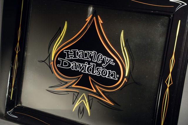 Official Harley Davidson Ace Of Spade Pinstripe Wall Decor Vintage Mirror Sign