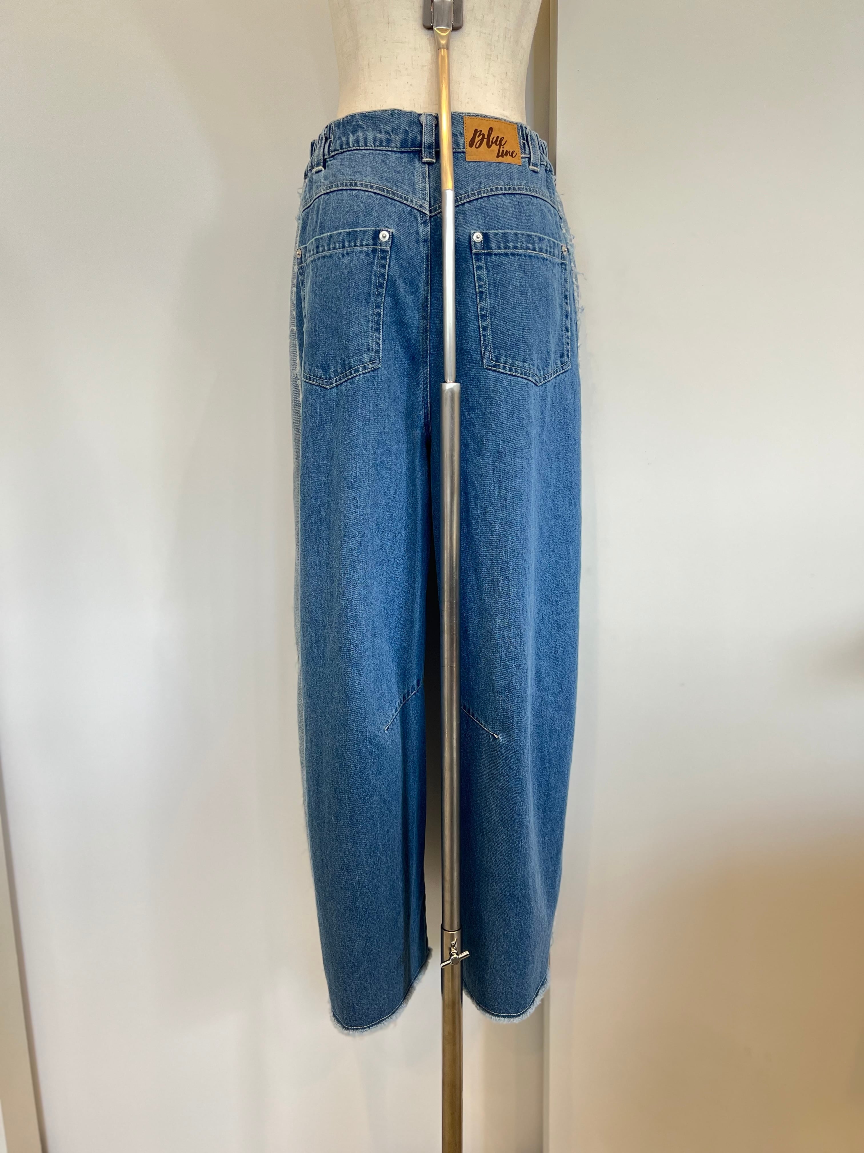 【SELECT】バレルシルエット断ち切りラインデニムパンツ 34-0137