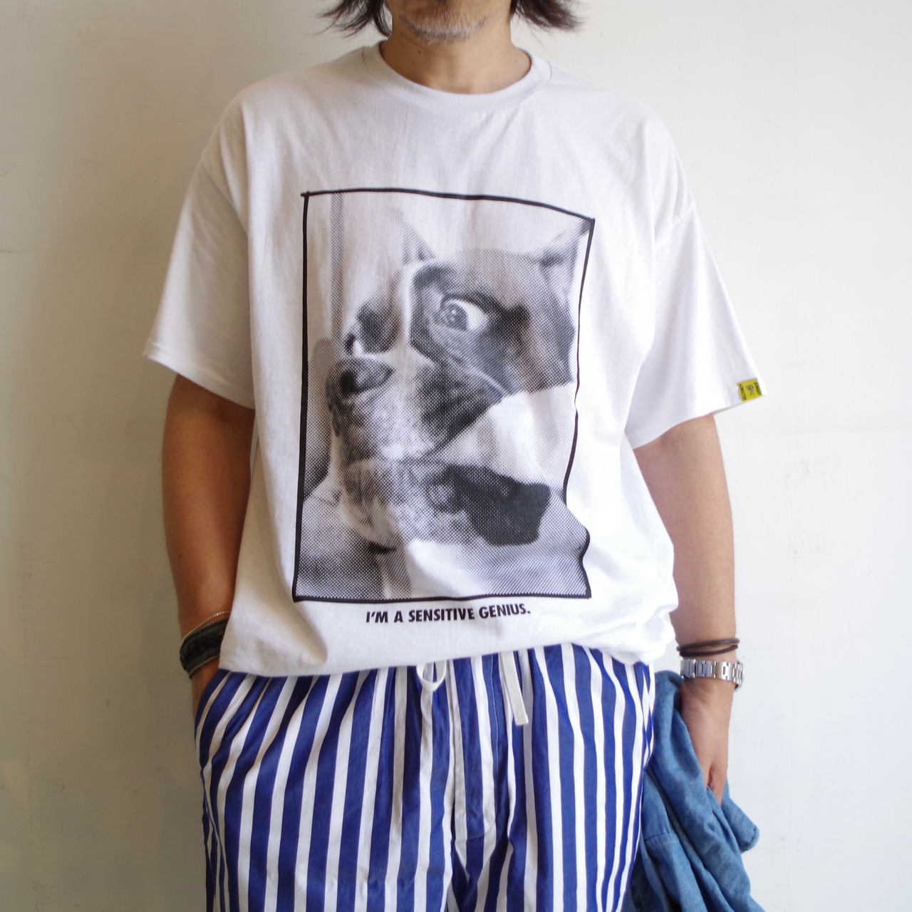 Fortynine SENSITIVE GENIUS S/S Tee　White×Pink