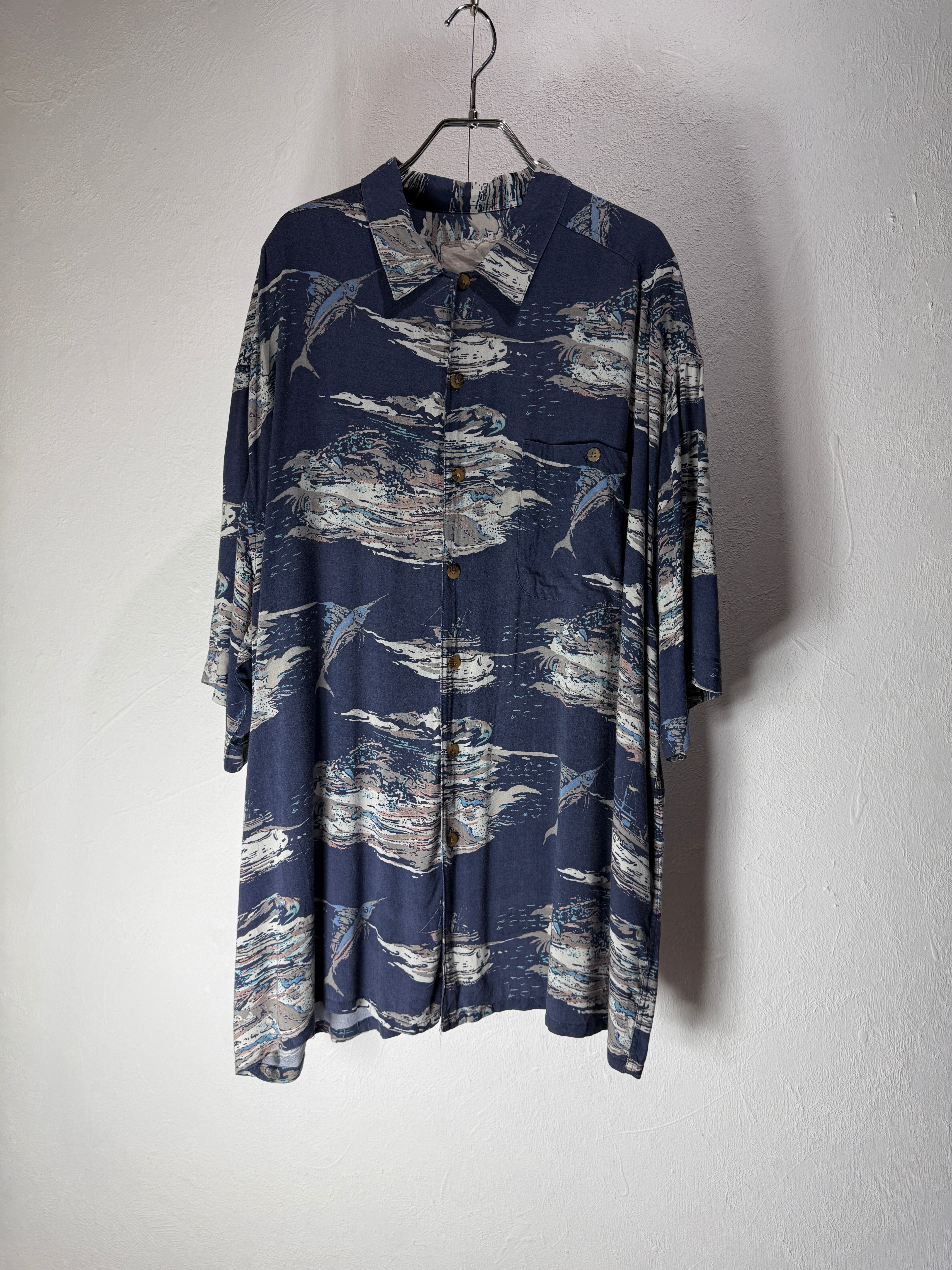 90’s Art Pattern Rayon Short Sleeve Shirt