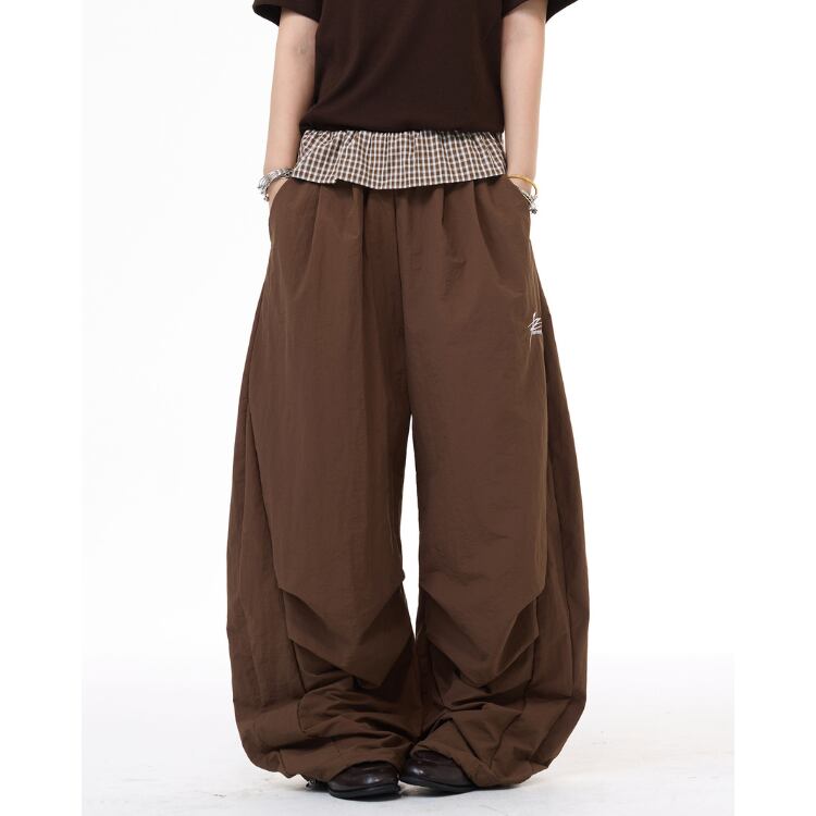 チェック切替 ワイド バルーン ロング パンツ ◆2col L60092