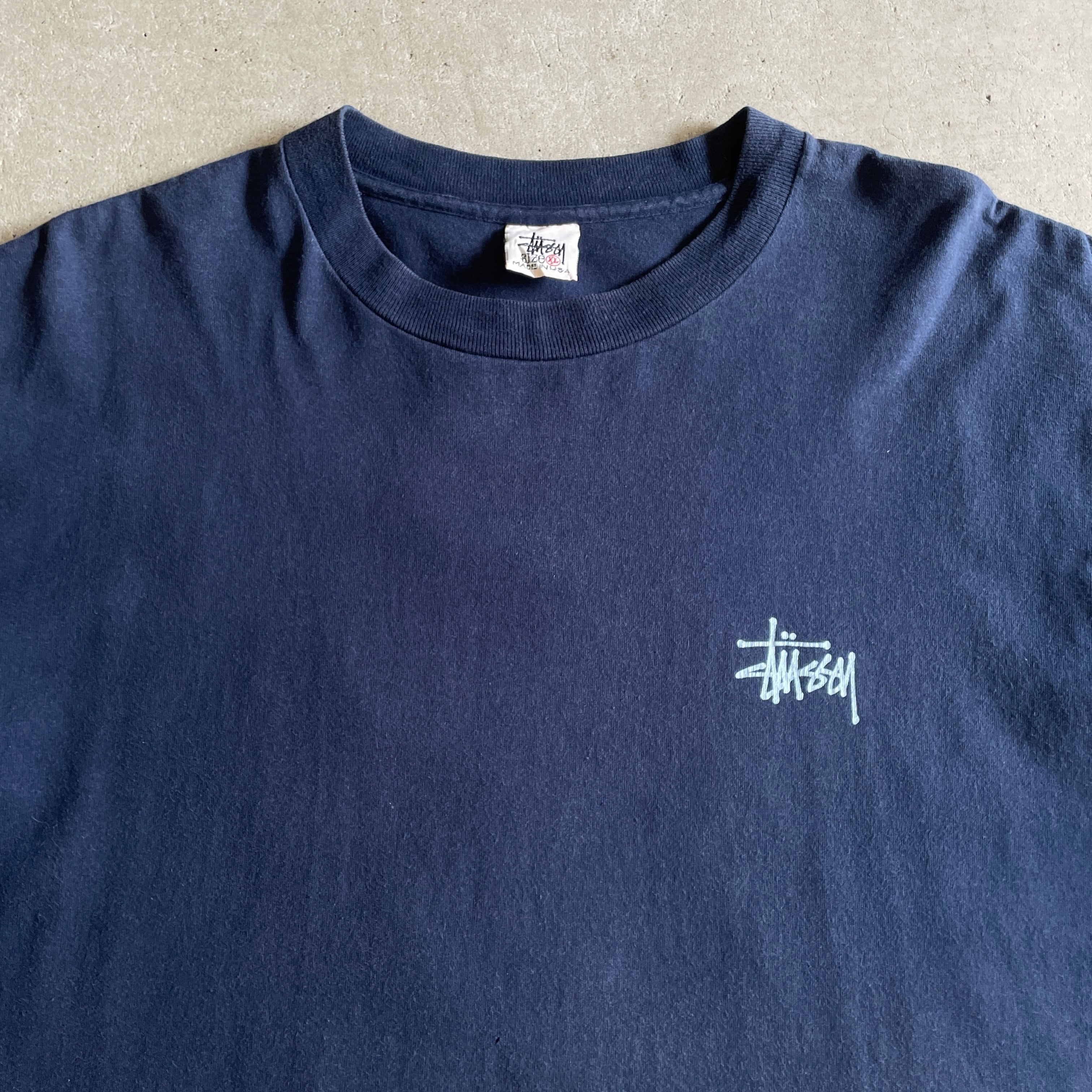 90年代後半紺タグ、usa製】stussy両面プリントロゴTシャツ古着sk8 90 