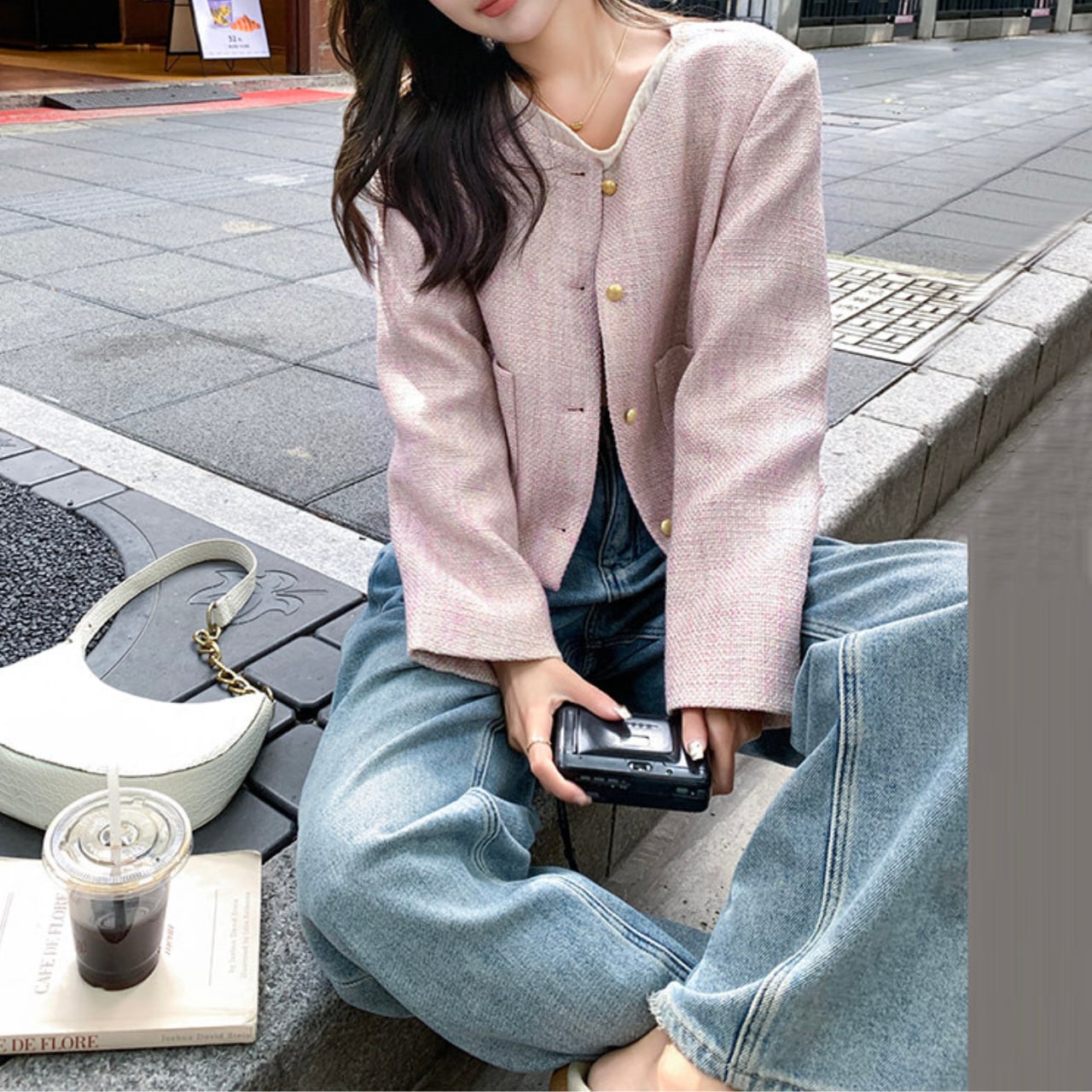 ノーカラー ショート ジャケット 3412894