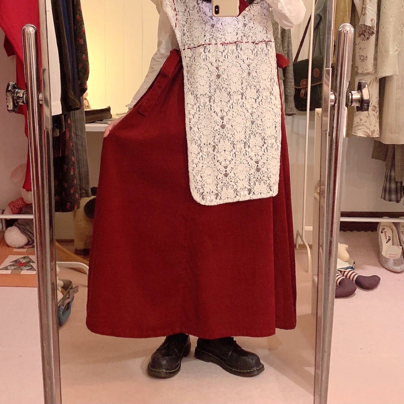 original : landmark jumper skirt / red × white