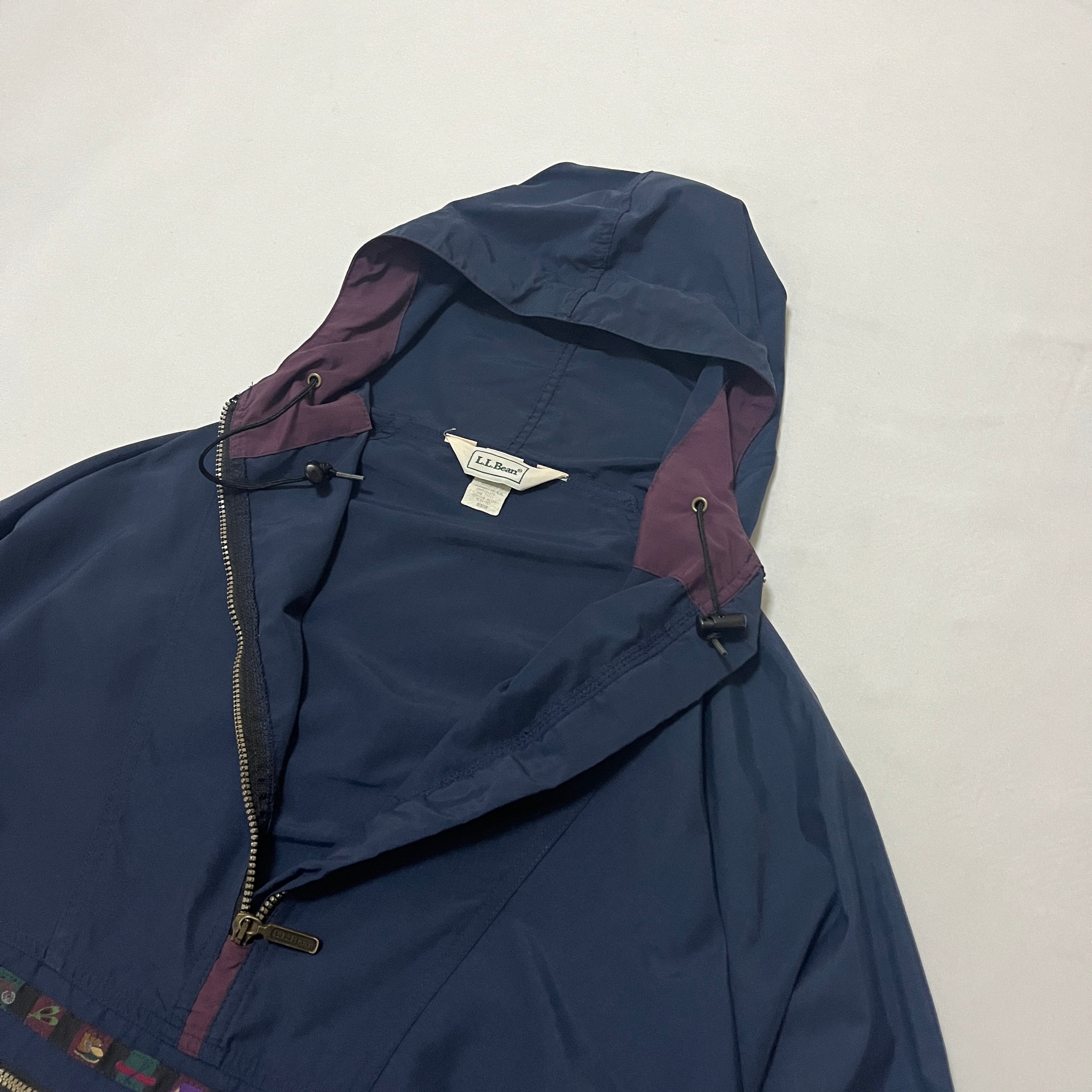 90s L.L.Bean チロリアンテープデザイン ナイロン アノラックパーカー