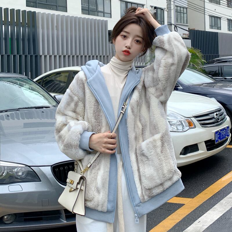 フェイクウールフードジャケット オータムウィンタールーズ コットン 秋物 冬物 ファー YY-ファッション22909282530