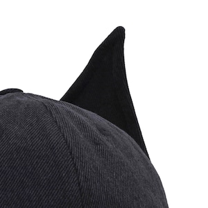 【Feng Chen Wang】Black Washed denim Cat earflap Baseball