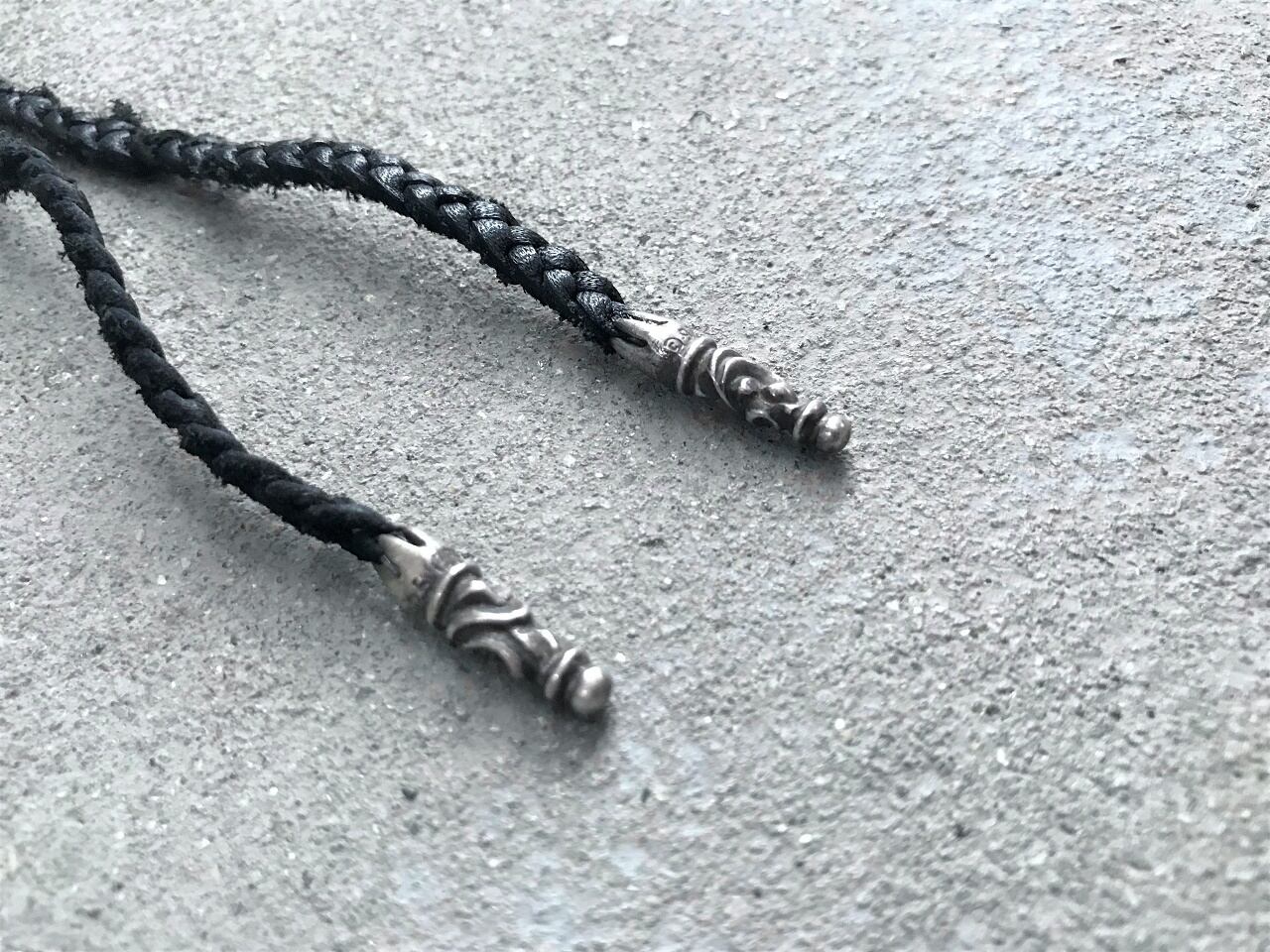 Chrome Hearts tiny leather blade scroll boro chips necklace silver