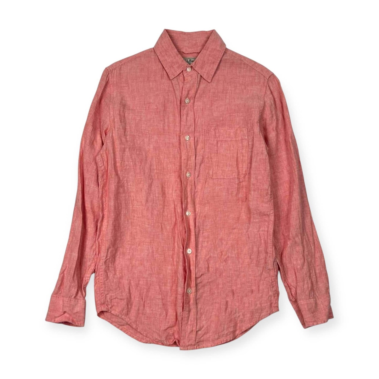 90s リネン100% L.L.Bean エルエルビーン 長袖シャツ S-REG/ピンク メンズ ビンテージ