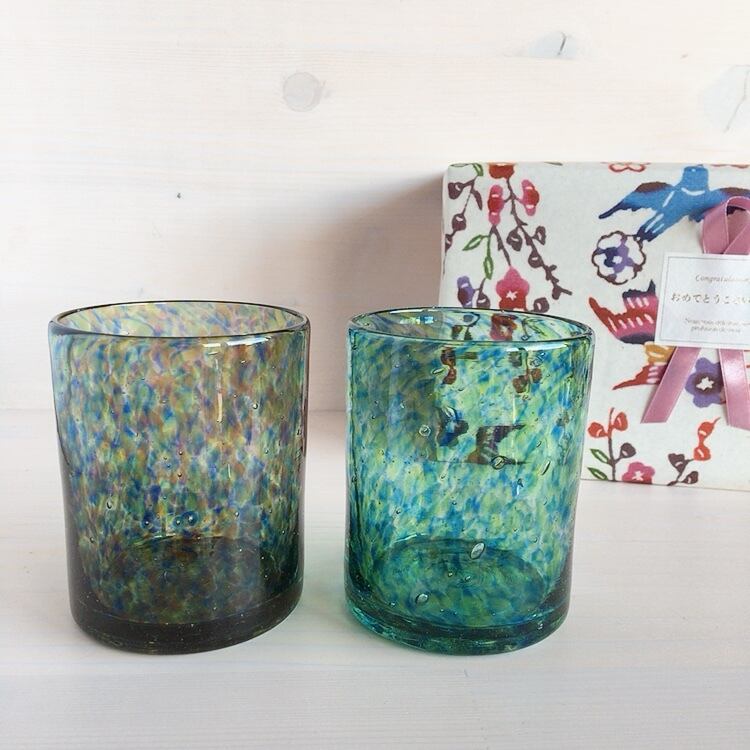 【ギフトセット】硝子家すずめ 水面 minamo 2個セットA