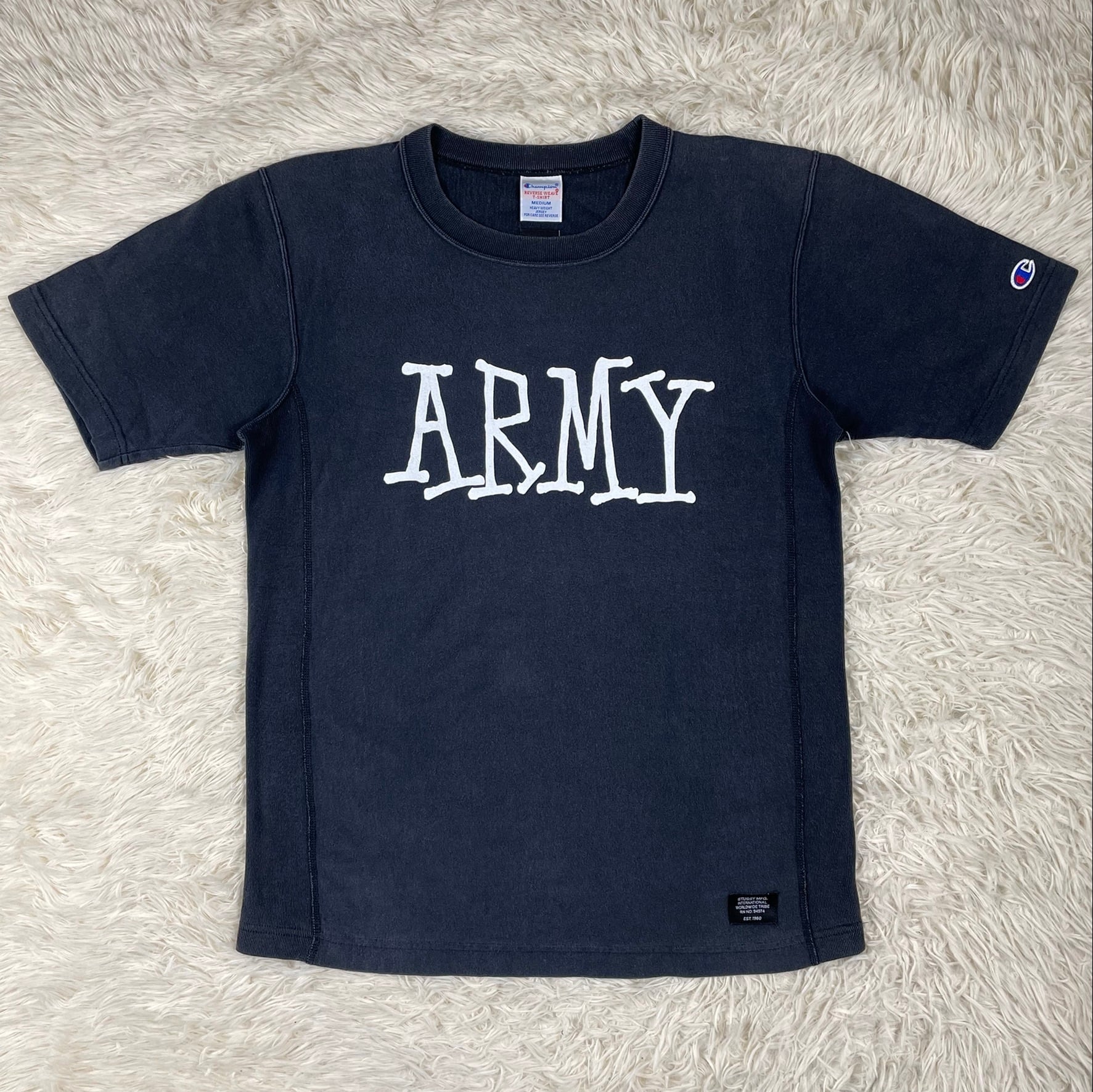 ステューシー】×【チャンピオン】コラボARMYTシャツ リバースウィーブ