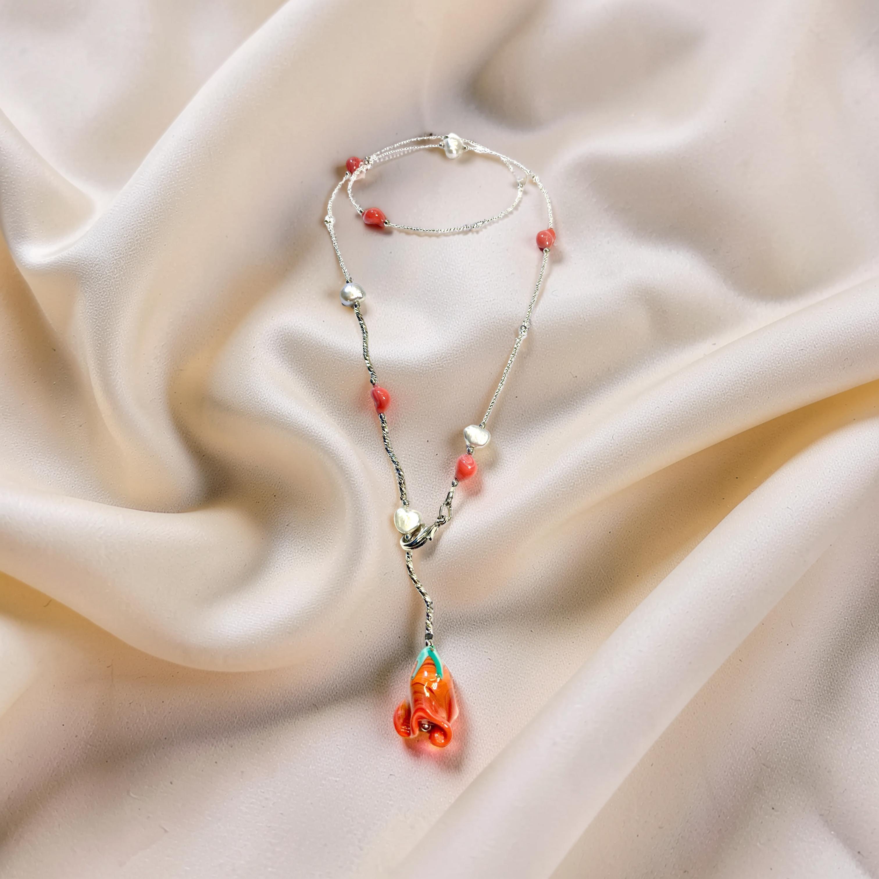 【ネックレス】Bocciolo di Rosa (ボッチョーロ・ディ・ローザ)夕暮れの薔薇