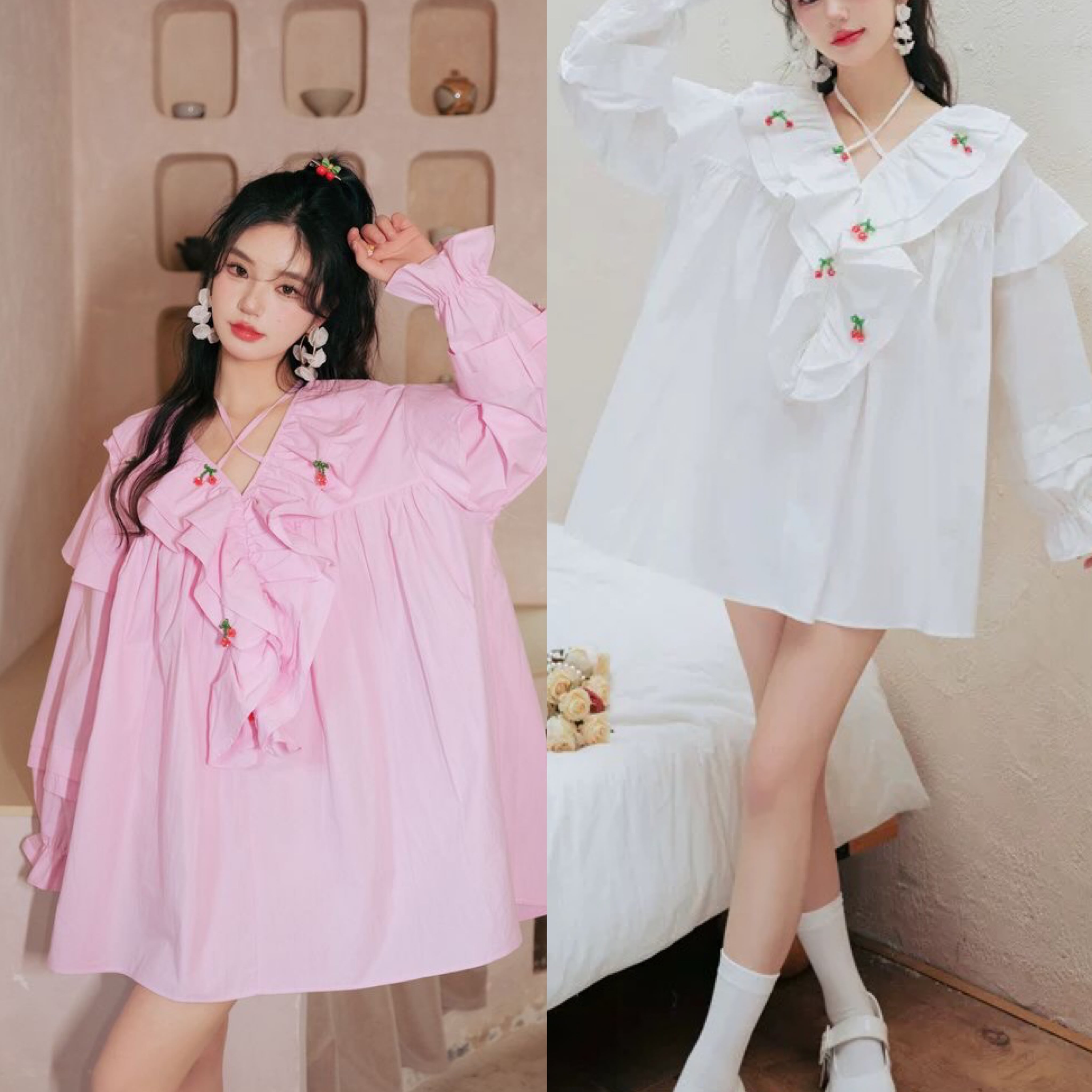 リボンつき 白 姫 ホワイト トップス ボーダー - Tシャツ