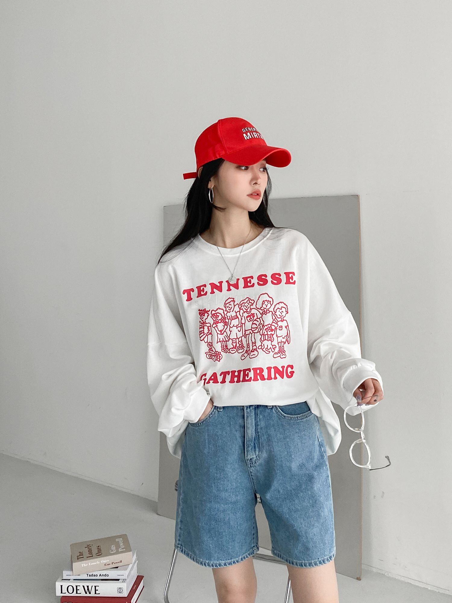 Deco Choice カジュアル イラスト カットソー ラウンドネック Tシャツ ゆったり カジュアル アメカジ イラスト 可愛い 着映え Lamitte Deco トレンド 韓国ファッション ショップ Base店