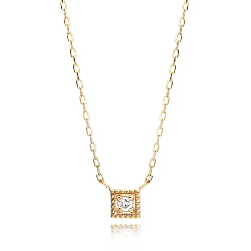 K10 Square Mille Grain Diamond Necklace