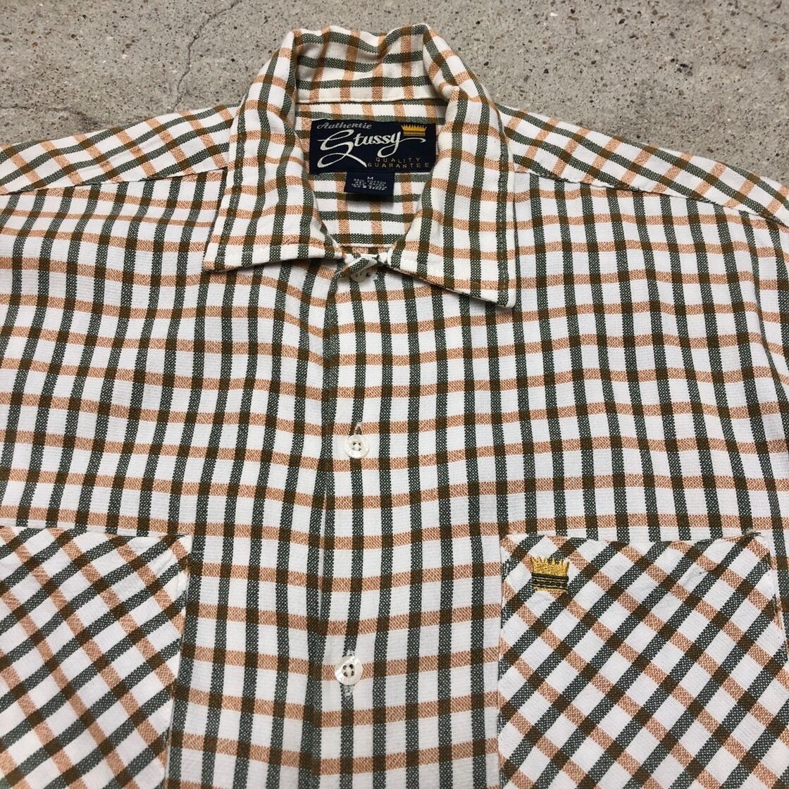 old Stussy チェック柄 半袖シャツ M（USA製 90s VINTATGE OLD STUSSY 