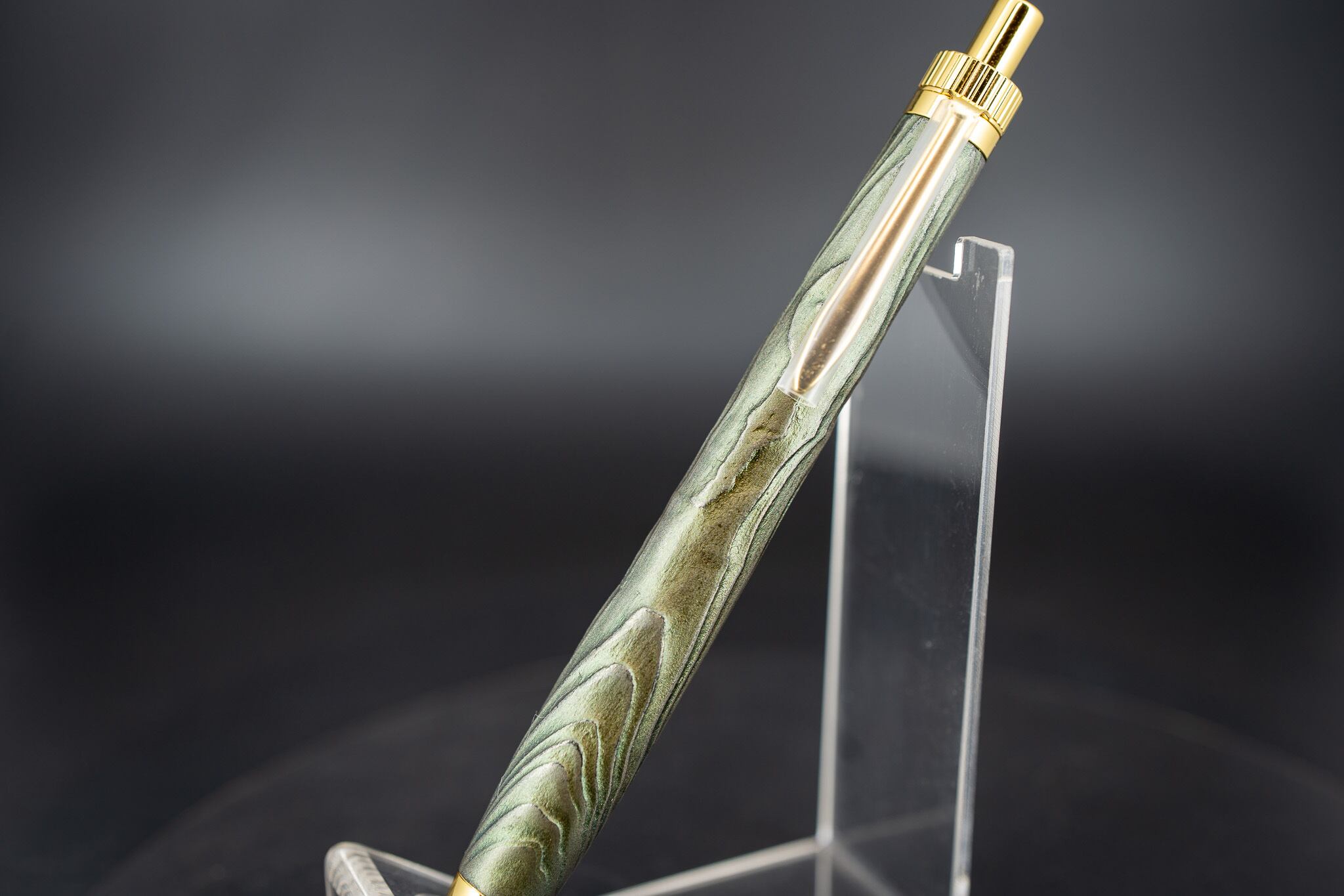 翠煙】屋久杉 浮造り 拭き漆 ① gold BP | 木軸ペン工房 金杢犀