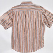 リネン混◆INTERMEZZO インターメッツォ ストライプ 半袖シャツ Lサイズ /メンズ 麻