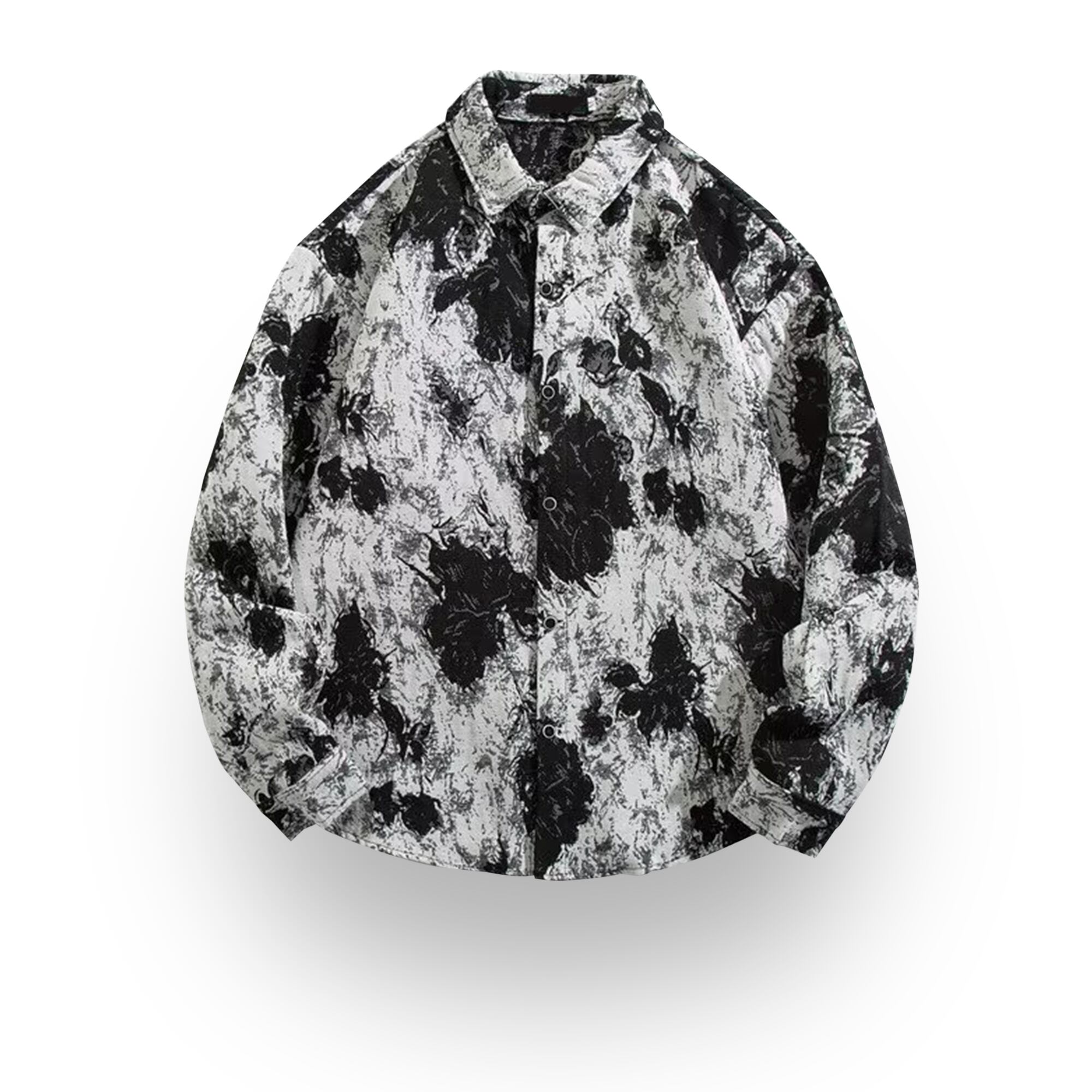 ダークフラワーデザインシャツ_< 2:color >