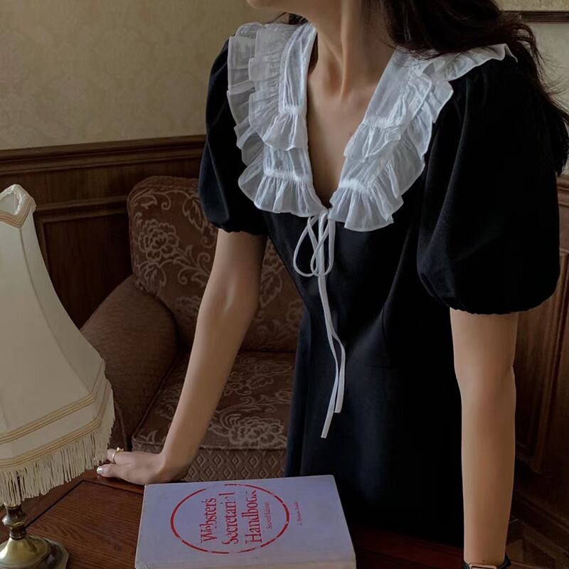 カラールーズドレス サマーブラックスカート 夏物 ビッグFスモールZ韓国81878985346