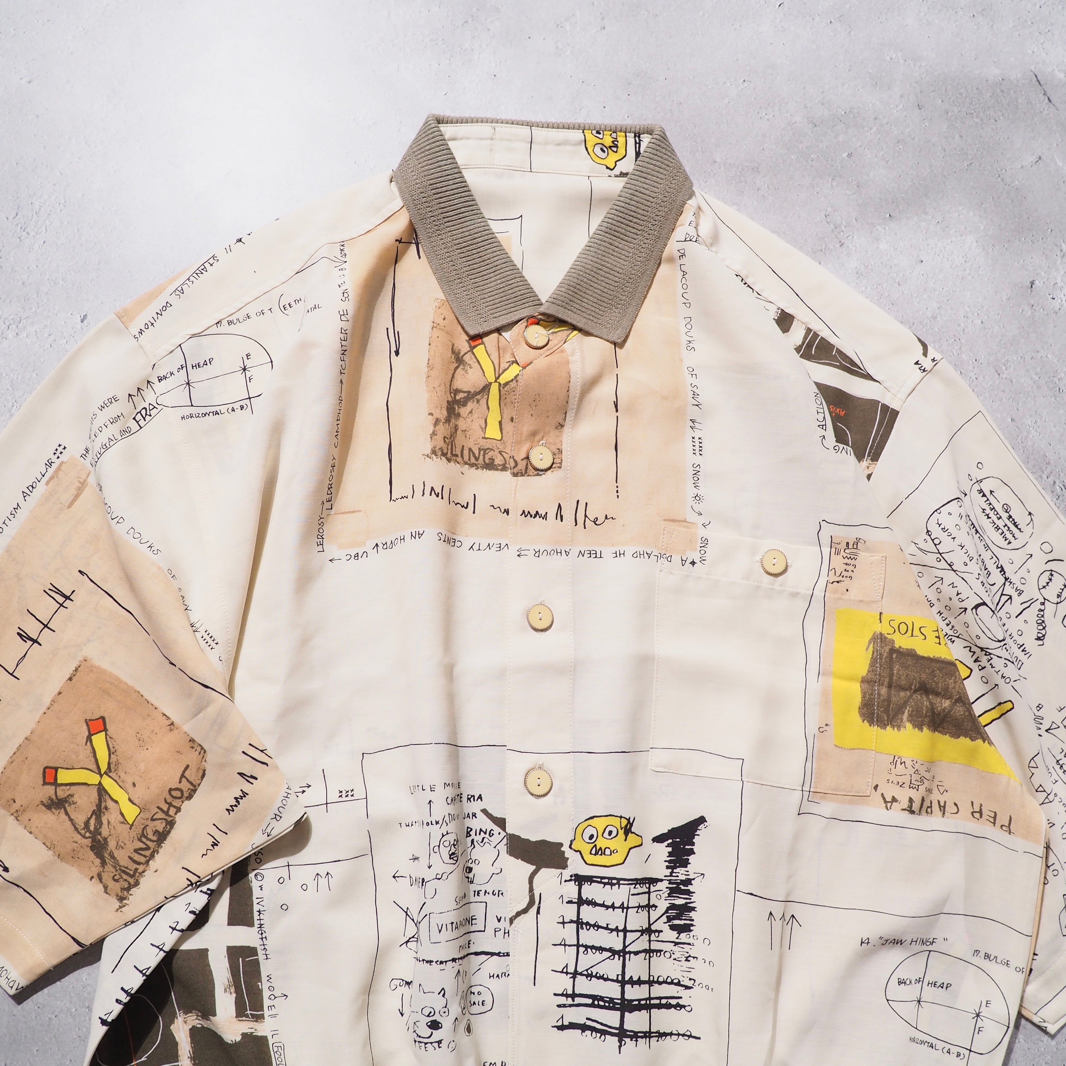 1990s Random Formula Full pattern Design vintage loose SS shirt