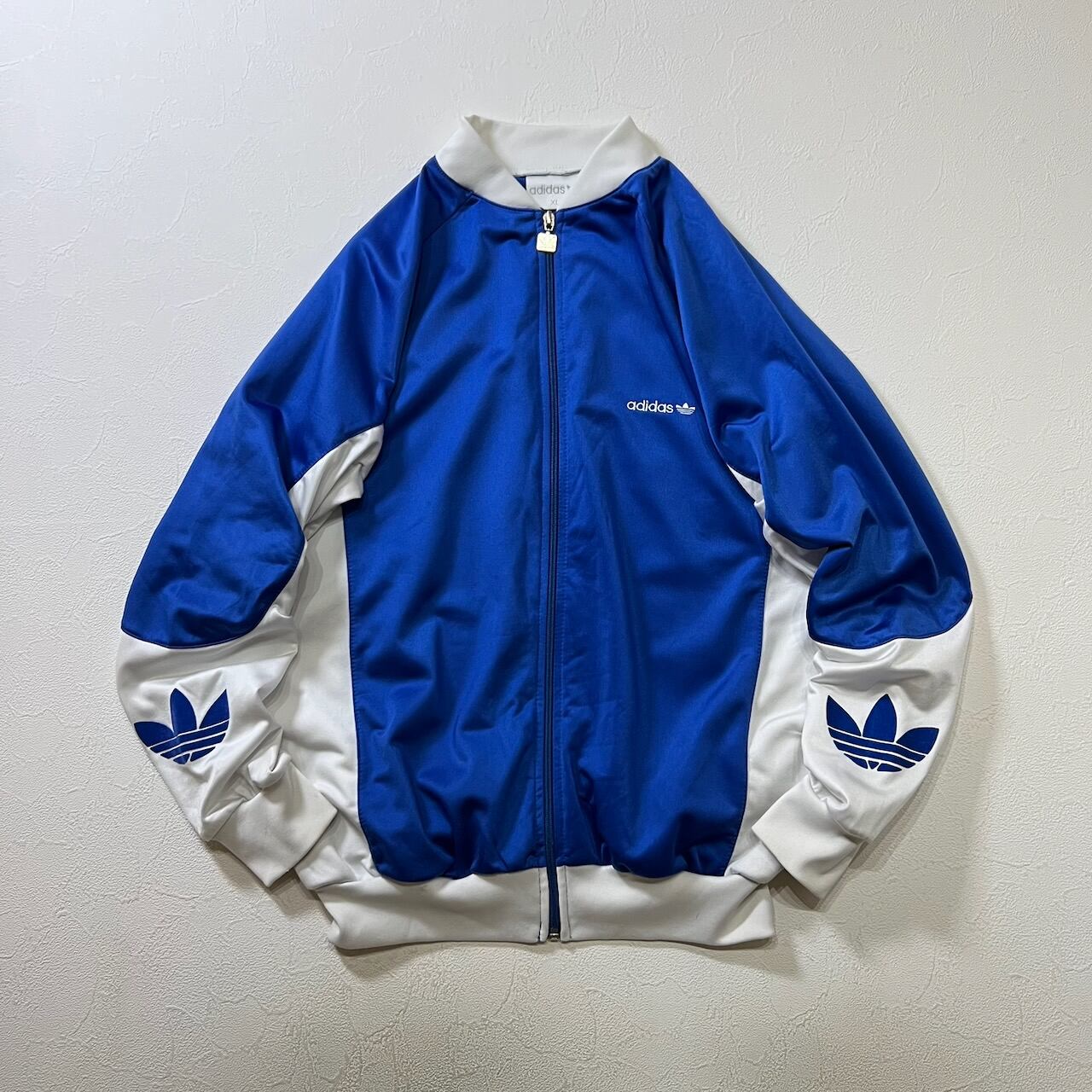 adidas デサント製 ジャージ 青 トラックジャケット