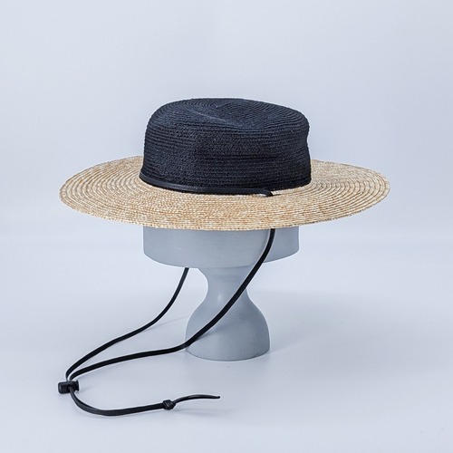 BD-BE105 Straw Long Brim Center Crease - BLK/NAT