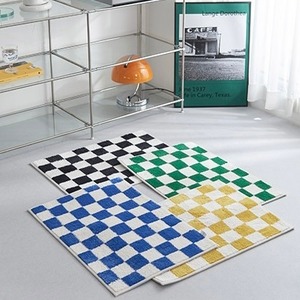 checkerboard soft foot mat 4colors / チェッカーボード ソフト フットマット チェック ラグ 韓国 北欧 インテリア 雑貨