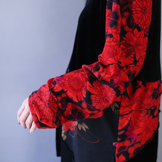 "和モード" switching design loose silhouette velours shirt