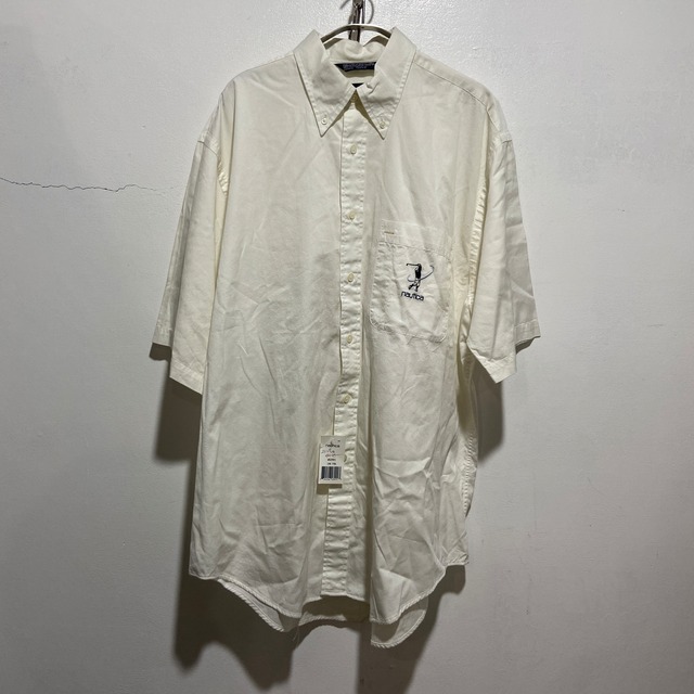 『送料無料』90sデッドストック　nautica 半袖BDシャツ　L ワンポイント　白