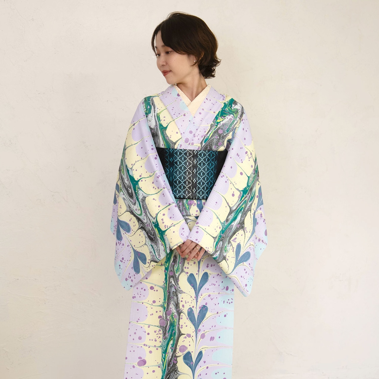 ❤︎Poison Heart❤︎「星屑を喰む蛇」〜洗えるきもの(シルジェリー格子柄)〜