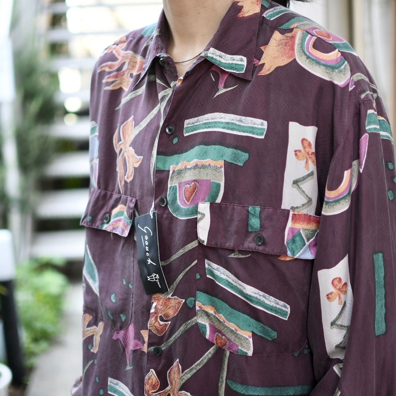 goouch dead stock design pattern silk shirt