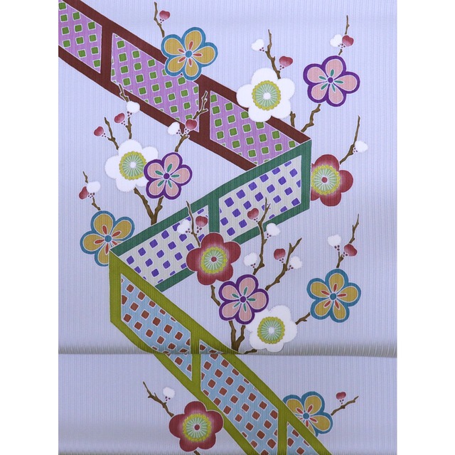 手描き友禅 染名古屋帯「梅垣根疋田模様」