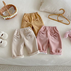 【BABY&KID】暖かいコーデュロイ蝶結びパンツ