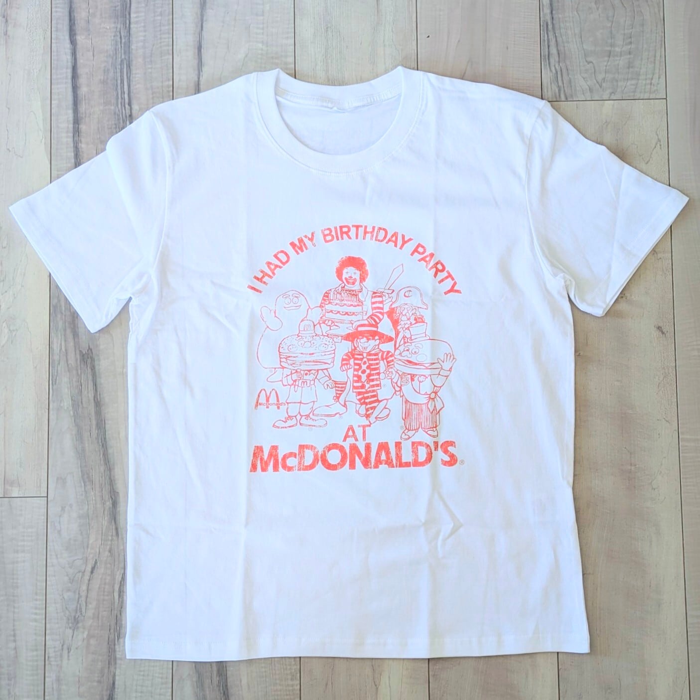 ♧【 McDonald's ( マクドナルド )】『 I HAD MY BIRTHDAY PARTY 』Tシャツ / ロナルド・マクドナルド / ドナルド / ビンテージ加工〚アメリカン雑貨 アメトイ〛