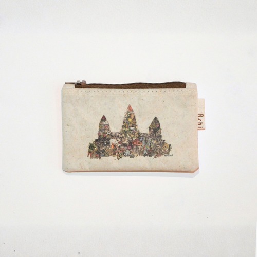 Ashi｜亜紙 Flat Pouch S＊I Love Cambodia 紙ポーチ  バナナ ハンドメイド