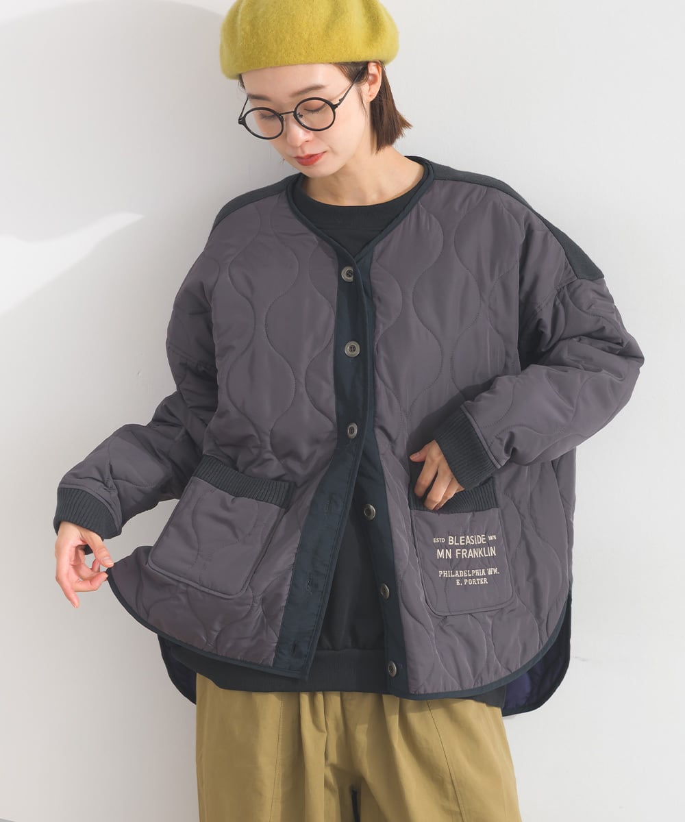 ノーカラーキルティングジャケット K43075 (残りわずか) | meme