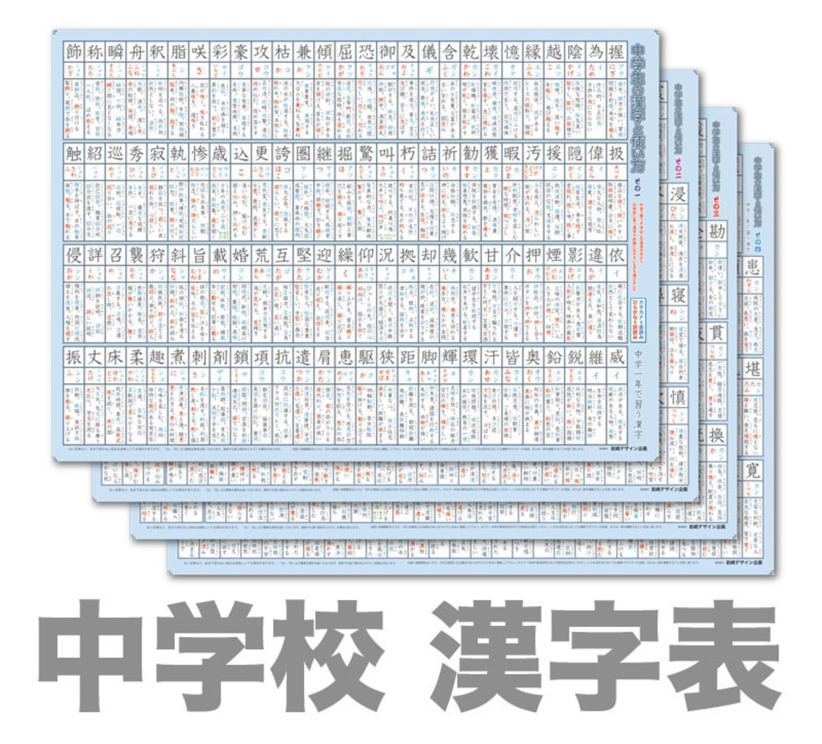 「中学生の漢字と使い方」【封筒発送、送料込み】使うことを目的とした漢字ポスター 中学1年から3年までの3年間で習う約1100文字の中からよく ...
