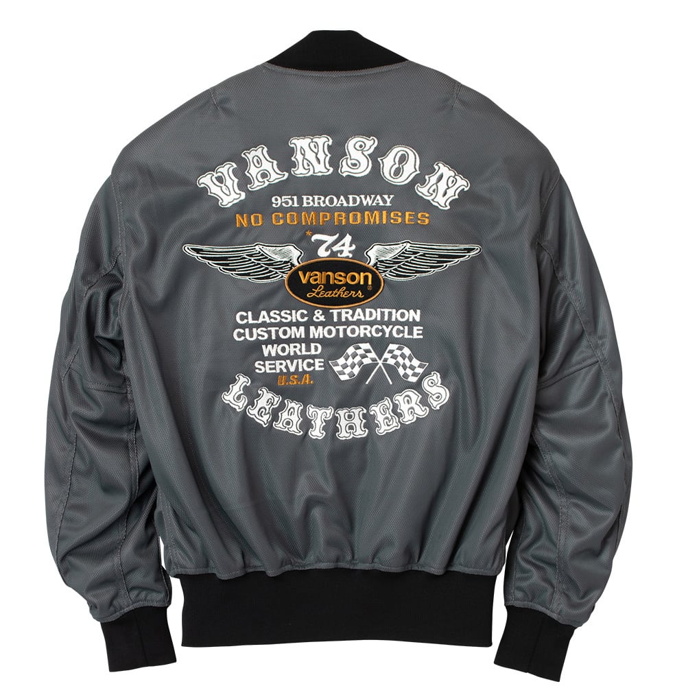 ★新品 VANSON VSE26102S IV/BK MA-1 ジャケット L VSE26102S メッシュMA-1ジャケット | vansonleathers