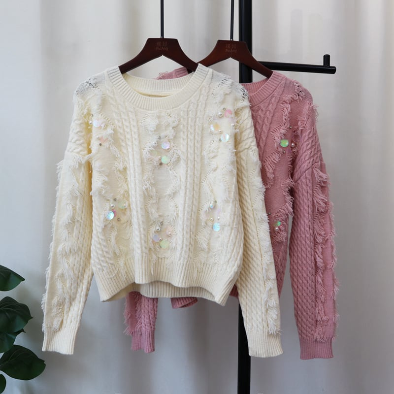 【tops】スパンコールニットセーター M26343