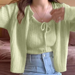 ニットカーディガン キャミソール レディース トップス 2点セット 秋冬 韓国 おしゃれ きれいめ 大人 かわいい フェミニン 大人可愛い 大人女子