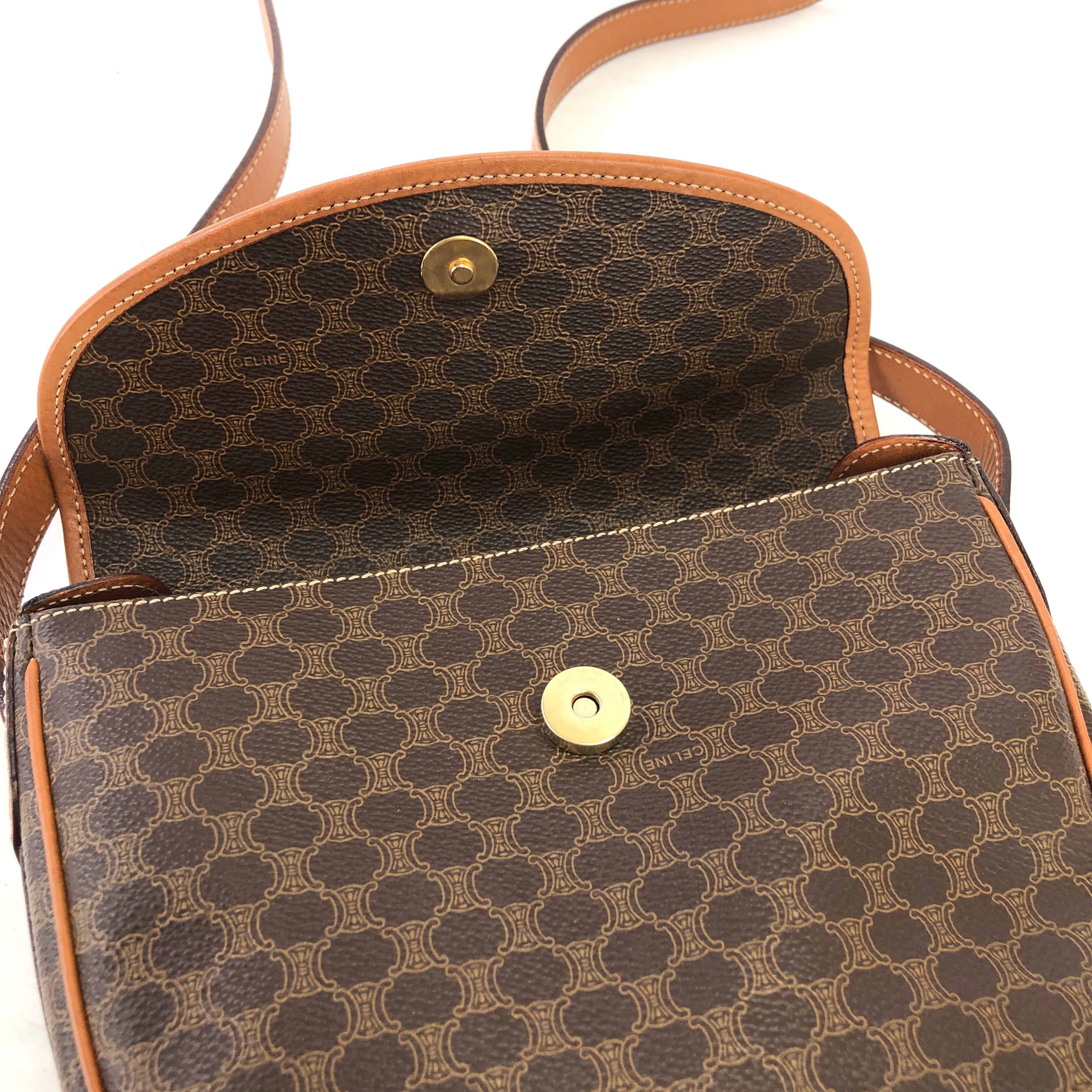 CELINE セリーヌ ブラゾン型押し PVC レザー フラップ ショルダー