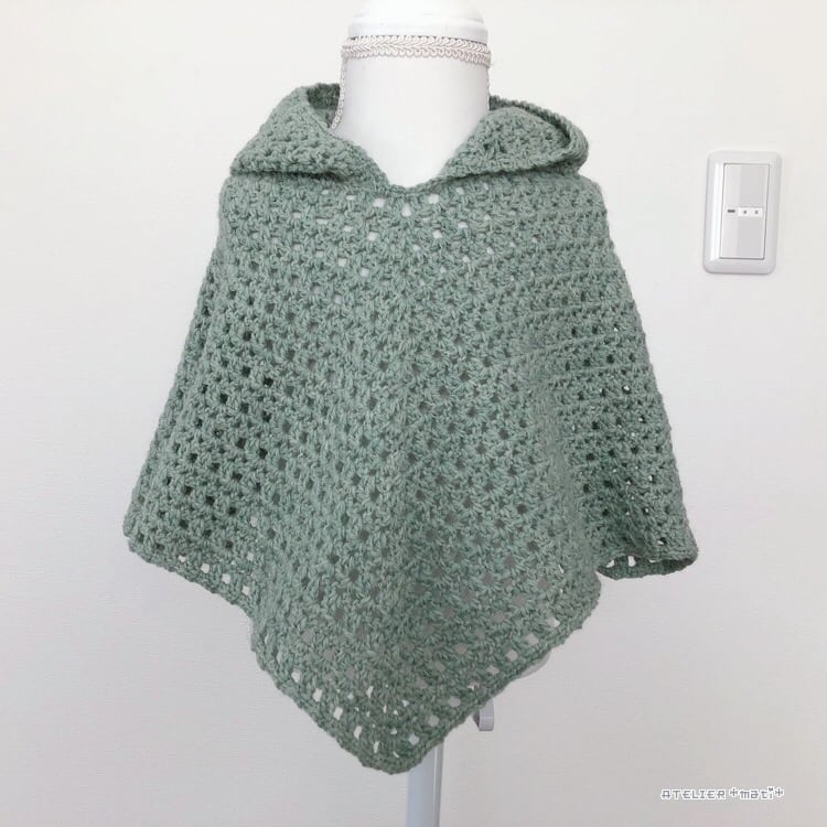 編み図のみ】かぎ針編みのてあみポンチョ・3サイズ（印刷版） | 手編み