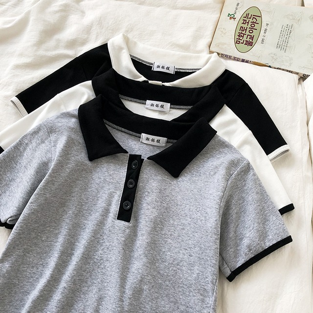 ショートTシャツ シャツ サマールーズカラーブラックトップス 夏物 クレセントシティ14592513046